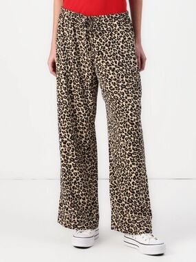 Abercrombie & Fitch Leopard Print Pull-On Pants — Beige and Brown